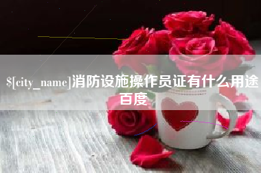 临邑消防设施操作员证有什么用途百度